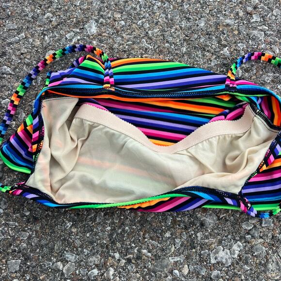 Vintage 90s Catalina neon rainbow stripe tankini top SMALL - Picture 5 of 8